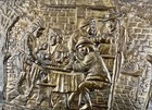 Brass Magazine Rack Embossed Tavern Scene Relief Decorative Metalware — photo 2
