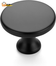 10 Pack 1-1/4 Inch Matte Black round Kitchen Cabinet Knobs,Zinc Solid D