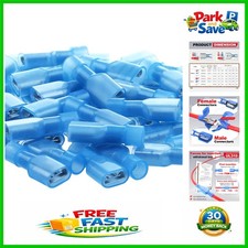 100 Blue Insulated Female Spade Connectors for Reliable 16-14 AWG Electrical Use