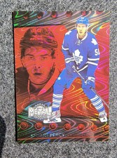 STUART PERCY Red PMG Rookie Card #63/100 2014-15 Fleer Showcase Metal Universe. rookie card picture