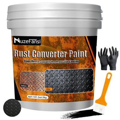2in1 Rust Converter & Metal Primer, 101.5oz Black Rust Inhibitor Paint for Me...