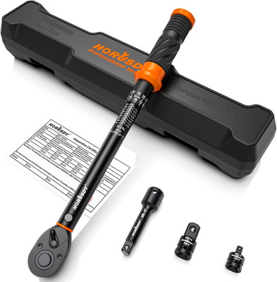 3/8'' 5PCS Torque Wrench Set(5 45 Ft-Lb/ 6.8 61 Nm)   Torque Wrench 3/8 Drive wit