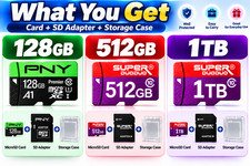 microSD Memory Card 128GB 512GB 1TB w/ SD Adapter & Case Choose Capacity