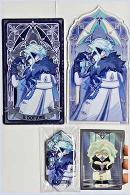 Official Genshin Impact Fatui II Dottore PVC Figure Acrylic Stand Badge Card Set