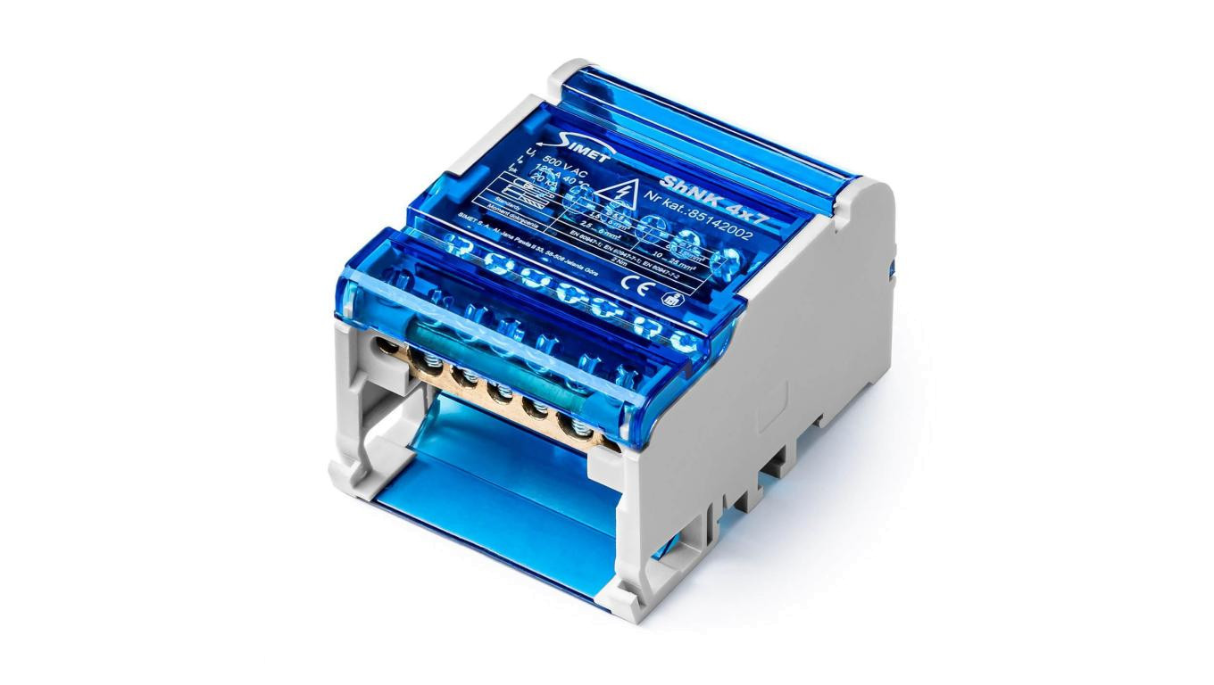Моноблочный модульный блок для розеток 4x(5x6 мм2 2x25 мм2 ) na szynę TS35 ShNK