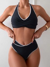 Fashion Solid Color Split Women's Swimsuit Suit