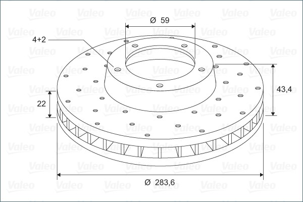 Disque de frein VALEO 886266 ventilé en acier carbone pour berlines familiales
