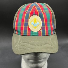 Cub Scout Webelos Plaid Front Hat Youth S/M Olive Green Cotton Blend