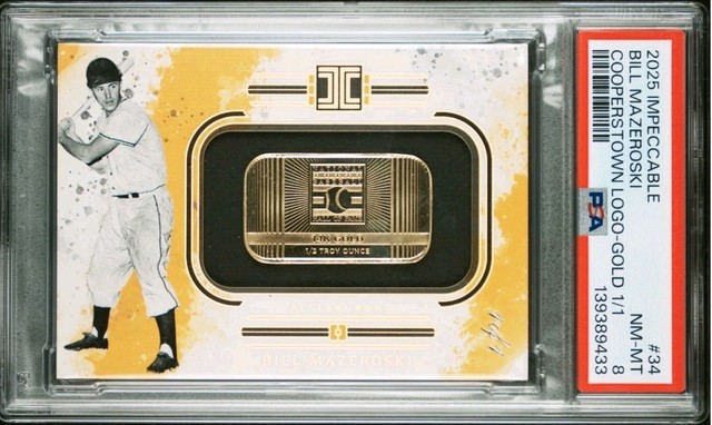 Bill Mazeroski 2025 Panini Impeccable 14KT 1 /2 Ounce Gold Bar #1/1