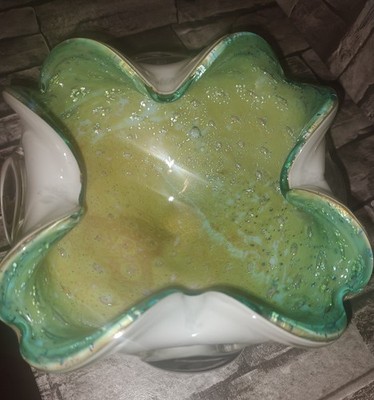 Scarce Murano Glass Vintage Bowl or Ash Tray Multi  Eames Era 8.5''X3.25