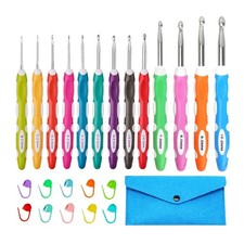 Ergonomic Crochet Hooks Set with Case, 13 Size Crochet Hooks for Arthritic Ha...