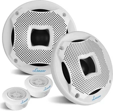 Lanzar AQ65.2CMW 2x 2-Way 6.5" Marine Component Speakers (White)
