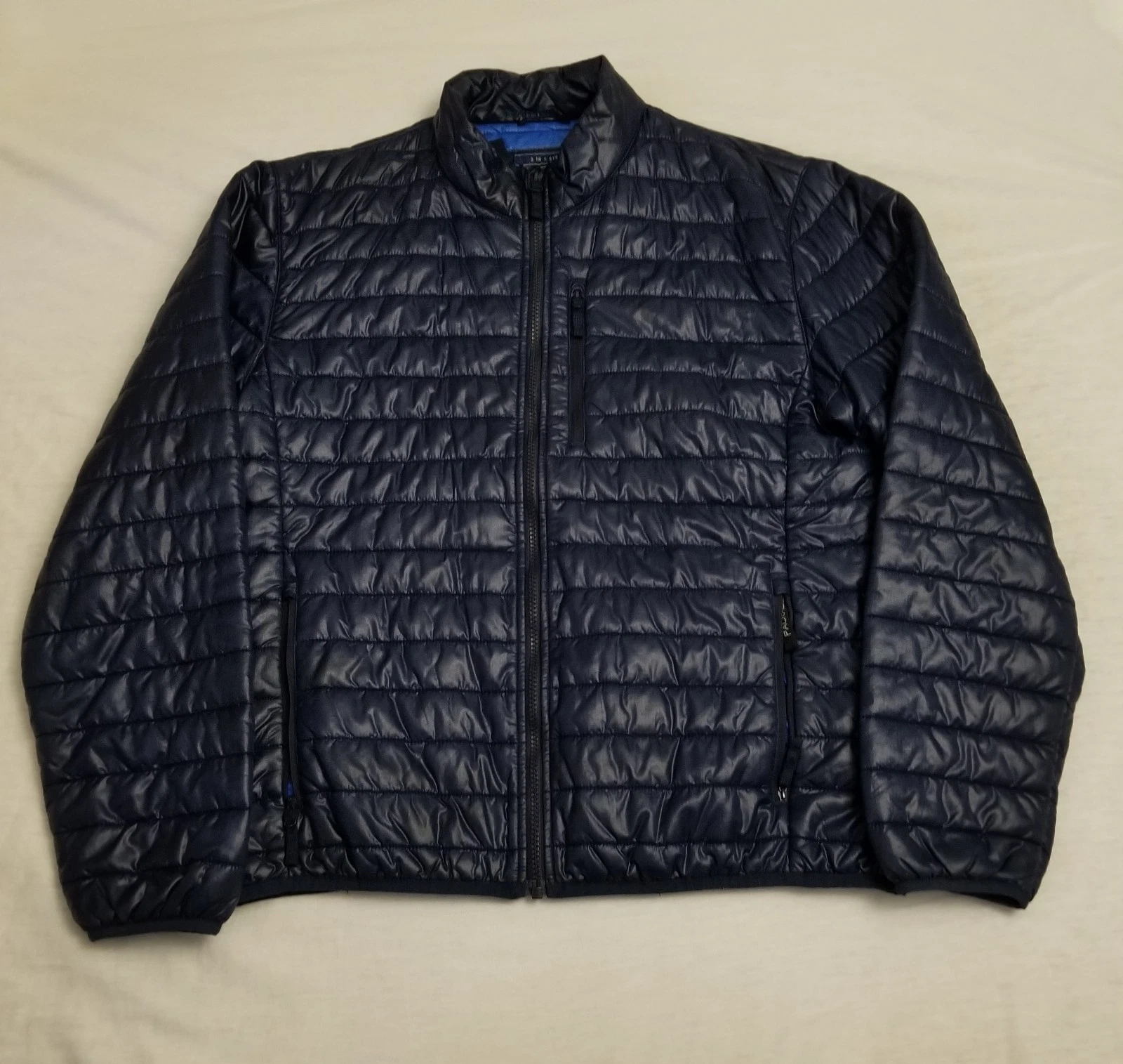 J Crew Jacket Mens Large Blue Puffer Primaloft Full Zip Packable 3 in 1 Outdoor