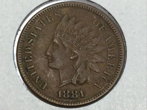 1881 Indian Cent in extra fine plus