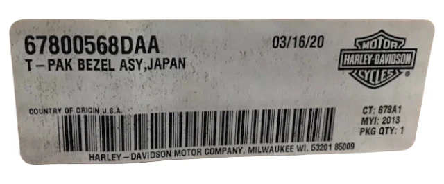 Harley-Davidson T-PAK BEZEL ASM 日本 67800568DAA 全新 原始设备制造商 67800568DAA — 第 3/3 张图片