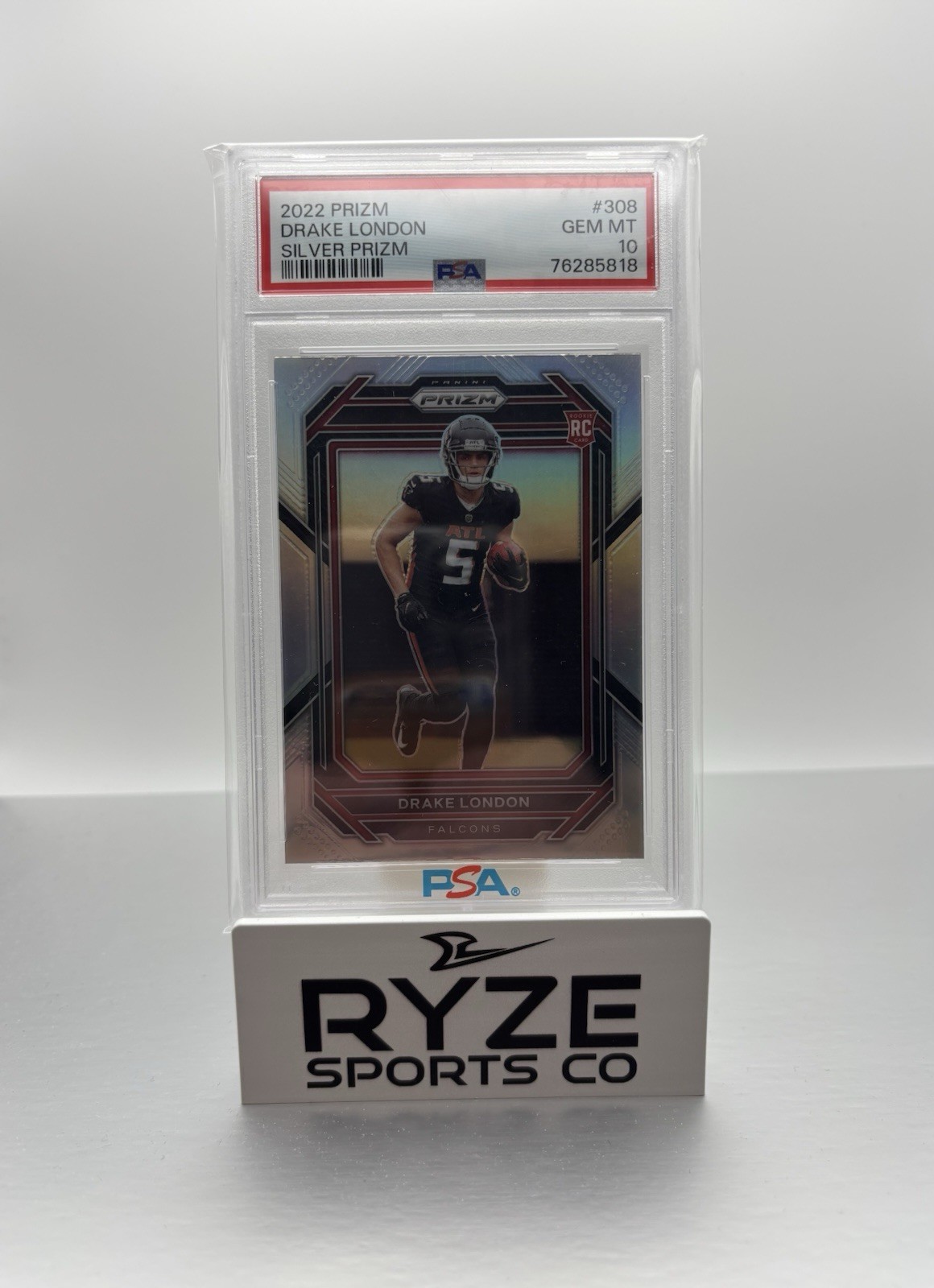 2022 Drake London RC #308 Panini Silver Prizm PSA 10 Gem Mint