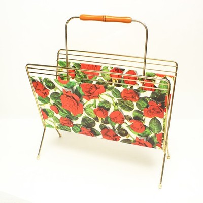 Vintage Zeitungsständer mit Rosenmotiv,1960er1970er Mid Century Modern Retro TOP