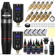 Beginners Complete Wireless Tattoo Pen Machine Kit with Power Supply and Needles