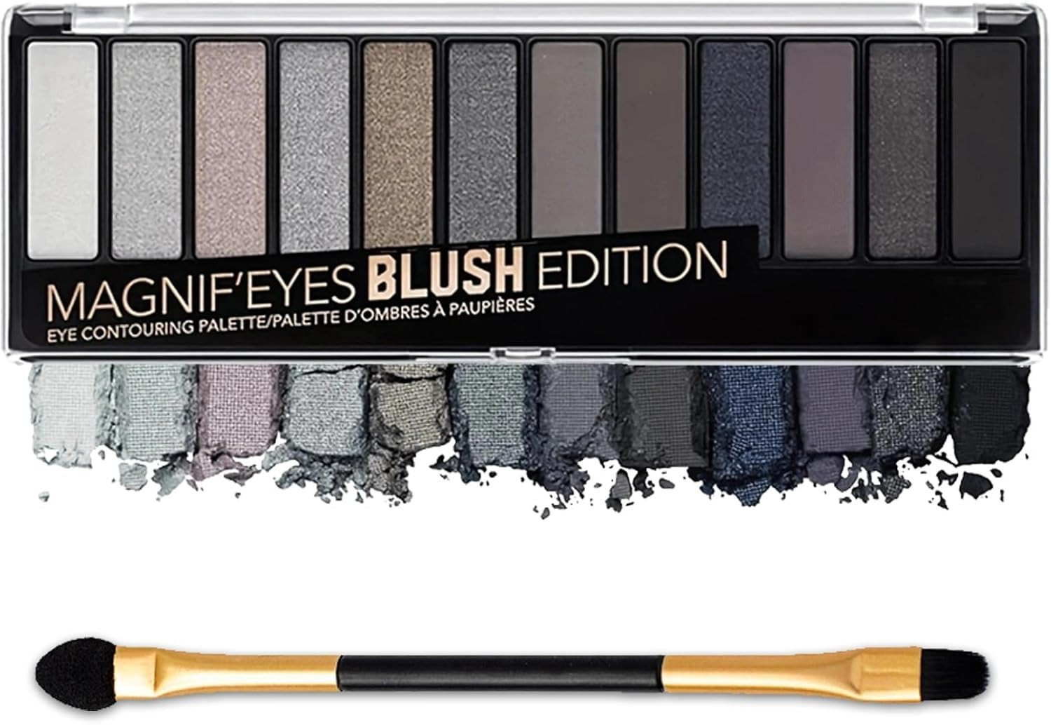Smokey Eyeshadow Palette 12 Shades,Grey Shimmer Black Eye Shadow Pallets for Wom