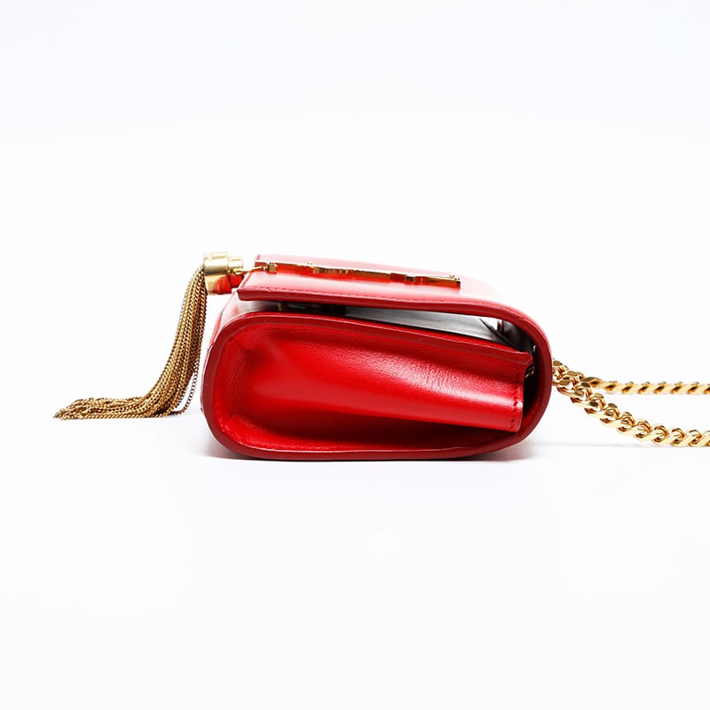 Borsa a tracolla YVES SAINT LAURENT Kate in pelle con frange e catena rossa WS20123