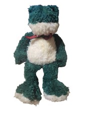 Russ Berrie Fribbit Frog Plush Green  White Stuffed Animal w/ Bow 1997