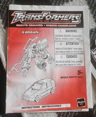 Transformers Rid X-Brawn Instruction Booklet 2001 Free S/H