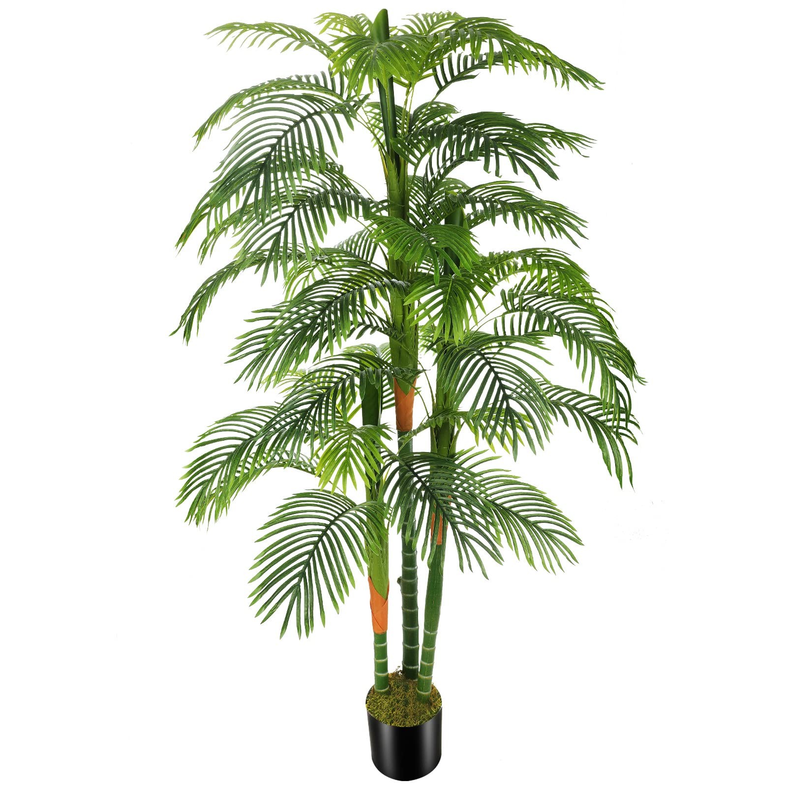 6ft Artificial Golden Cane Palm Tree with 3 Trunks 72in Fake Plant Indoor Outdoor