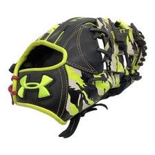 Used Under Armour UA Undeniable Baseball Glove 1362265 Camo Black Yellow 11.5