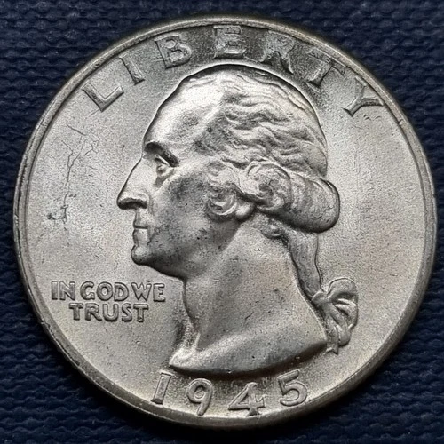 1945 D Washington Quarter 25c Silver BU UNC GEM Brilliant Uncirculated #97163