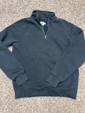 Flint and Tinder 10 Year Quarter Zip Sweatshirt Mens Medium Navy Blue USA Made