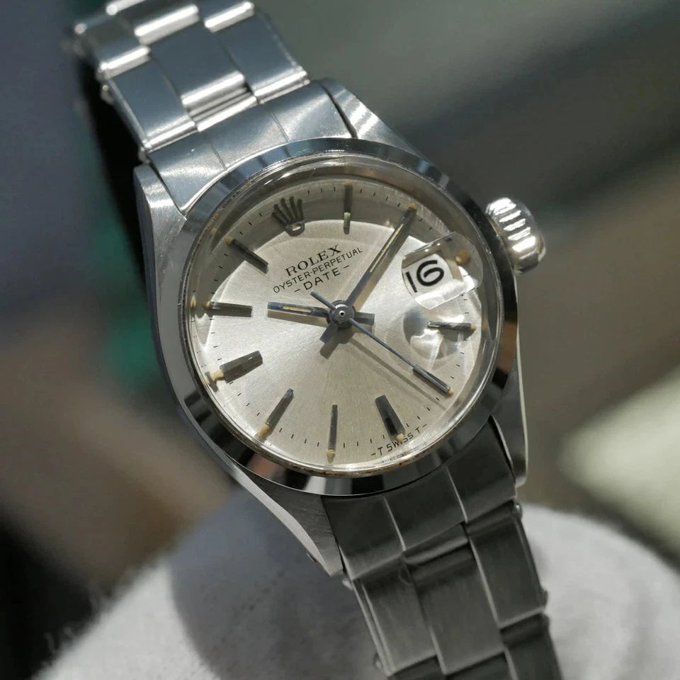 ROLEX Oyster Perpetual Date 6516 Silber Damenuhr gebraucht #91330 - Bild 2 von 4