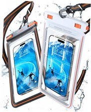 2 Pack IPX8 Waterproof Phone Pouch Floating, 7.0 INCH 2 Pack-Black  White