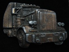 PF27159 VINTAGE 1970s CUT-OUT  18-WHEEL SEMI-TRUCK  BRASSTONE BELT BUCKLE