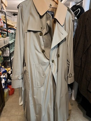 Burberrys Trench Coat Beige Wool 42 Regular Long Lined Button Solid