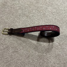 Vineyard Vines Hockey Canvas Leather Club Belt Size 26 Red Made In USA Youth