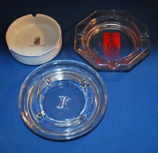 3 Vtg Hotel Souvenir Ashtrays Hilton, Ritz Carlton, Kings Inn 2 Glass 1 Ceramic