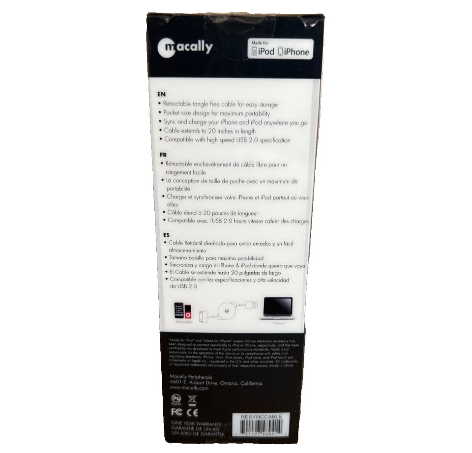 Cable de carga y sincronización retráctil Macally de 30 pines Foto 2 de 2