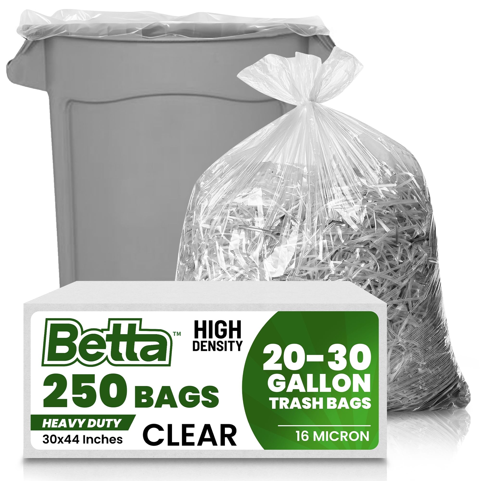 20-30 Gallon Clear Trash Bags, 250 Count Box, (30x44-inch) Commercial Heavy-D...