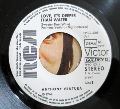 7'', Single, Promo Anthony Ventura - Love, It's Deeper Than Water (Sweeter Tha...