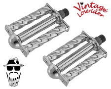 ORIGINAL F&R Vintage Lowrider Square Twisted Bicycle Pedals" 1/2 Steel Chrome