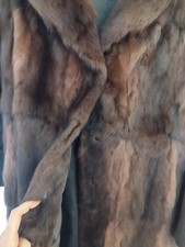 Manteau femme vintage long en vraie fourrure vison marron