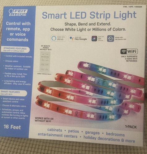 Feit Electric Voice& Smart Phone Responsive LED Smart LightStrips Multicolor NIB - Picture 2 of 8
