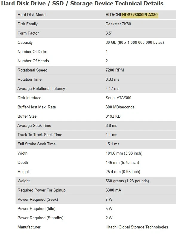 Hitachi HDS728080PLA380 Deskstar 80GB 3.5" SATA Hard Drive, 7200rpm - Image 2 of 4