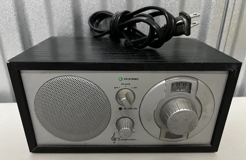 Emerson Model NR31 Radio ONLY AM / FM *Tested & Working* Black Wood Dial Stereo