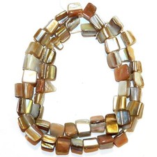 MP1152 Natural Brown Tri-Tip Nugget 8mm - 10mm Mother of Pearl Shell Beads 15"