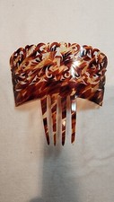 Vintage Faux Tortoiseshell Spanish Celluloid Hair Comb Large Scrolls Brown