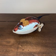 Vintage Windup Mouse Wagging Tail Tin Plastic Key Wind Fabric Ears