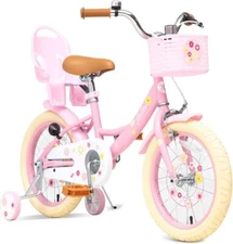 Girls Bike with Basket for Toddlers and Kids Aged 3-14 Years Old, 14 16 18 Inch.