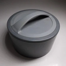 Round Gray Box ALADDIN PMI Vintage Art Deco Storage Design Home N7232