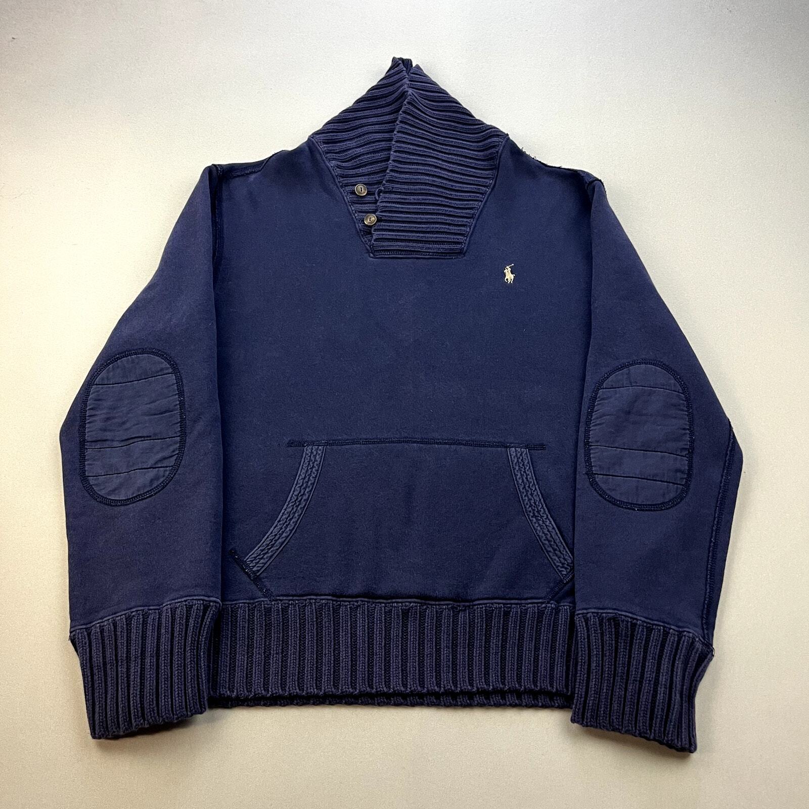 Polo Ralph Lauren vintage felpa uomo grande blu navy collo sciallato logo pony